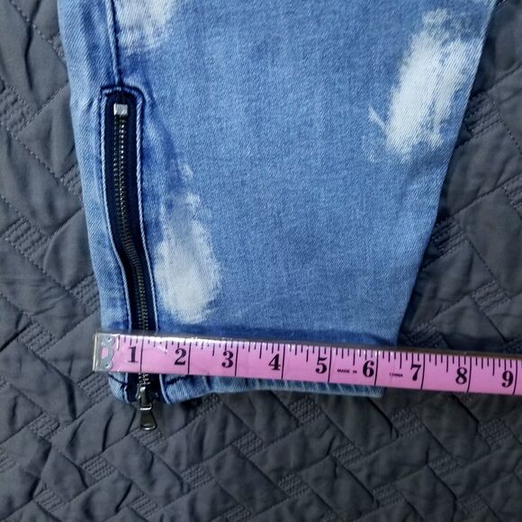 Hengao Jeans Mens 46X32 Blue Slim Straight Leg Medium Wash American Denim - Picture 6 of 11